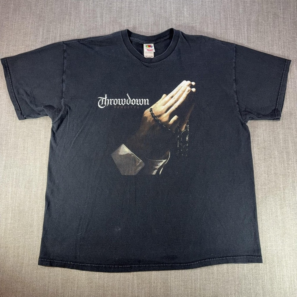 Vintage Throwdown Shirt Mens 2XL Black Vendetta US Tour 2006 Graphic Tee